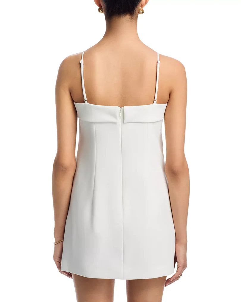 French Connection Azra Twill Foldover Strappy Dress in Summer White