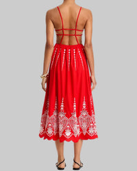 Farm Rio Heart Richelieu Sleeveless Midi Dress