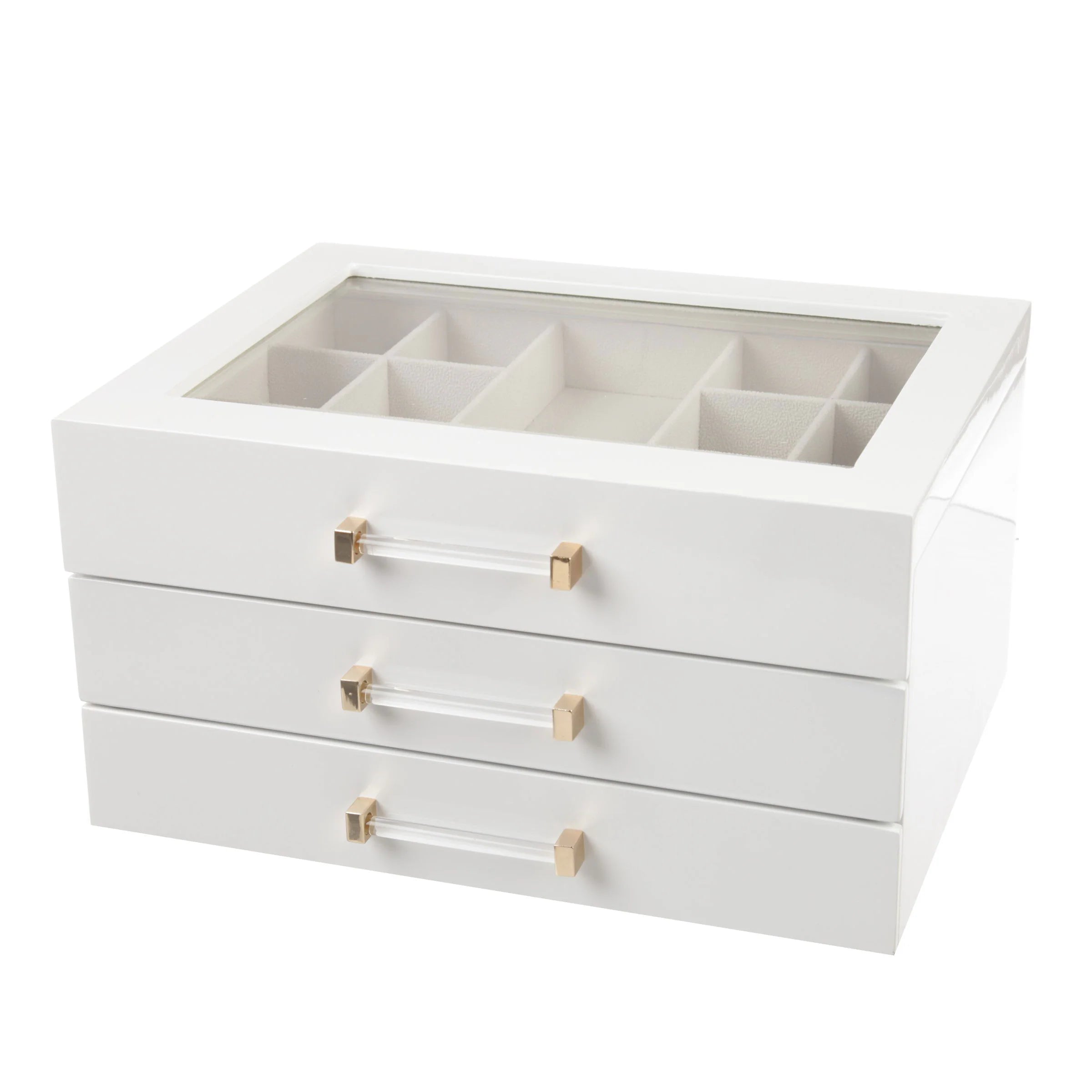 Brouk & Co Kendall 3 Clear Lid Jewelry Box