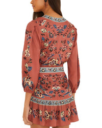 FARM Rio Floral Beauty Tapestry Wrap Mini Dress