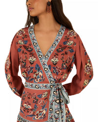 FARM Rio Floral Beauty Tapestry Wrap Mini Dress