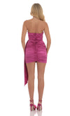 Darla Satin Tassel Mini Dress in Magenta