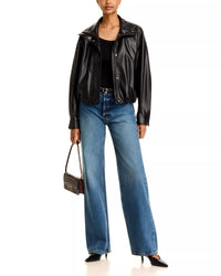 French Connection Dessa Faux Leather Bomber Jacket