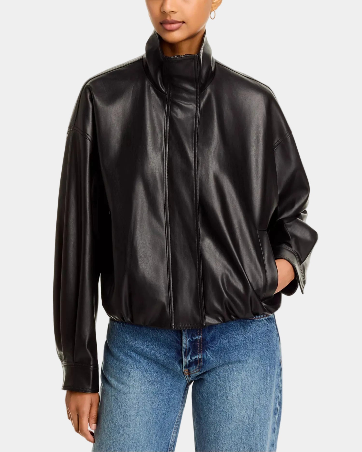French Connection Dessa Faux Leather Bomber Jacket