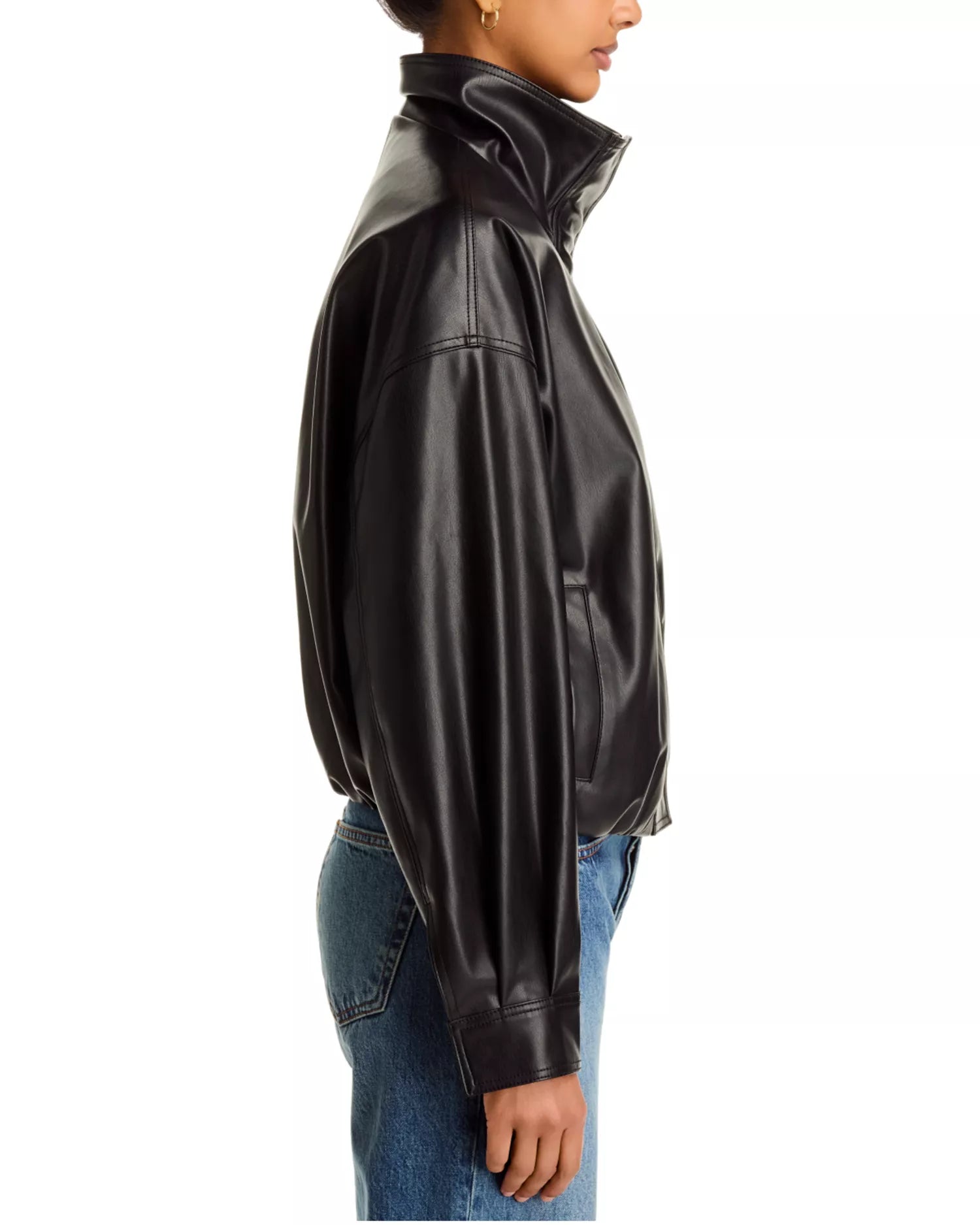 French Connection Dessa Faux Leather Bomber Jacket