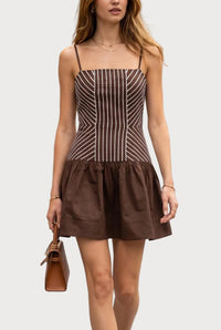 Lizzy Stripe Embroidered Mini Dress