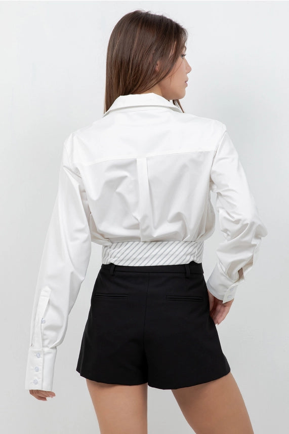 Jada Poplin Contrast Stripe Top