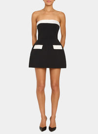 Amanda Uprichard Lucienne Skort Romper in Black Ivory