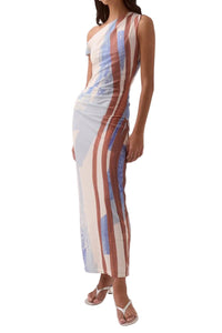 Sovere Hunter Mesh Maxi Dress in Blue Spice