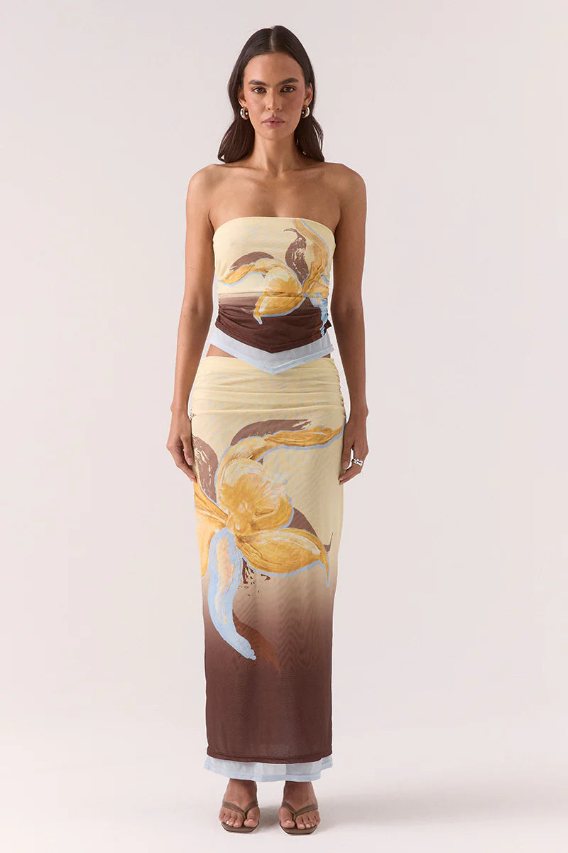 Sovere Dahlia Strapless Top & Maxi Skirt Set