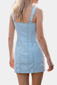Sela Zip Mini Dress in Powder Blue
