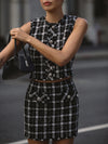 French Connection Windowpane Tweed Mini Skirt
