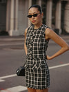 French Connection Windowpane Tweed Crop Top