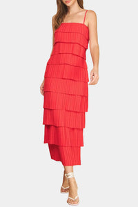 Dawn Pleated Layered Midi Dress