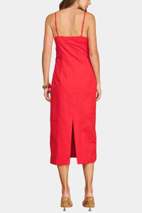 Charlie Pleated Asymmetric Linen Midi Dress