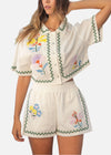 Millie Embroidered Button Shirt & Shorts Set