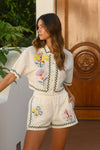 Millie Embroidered Button Shirt & Shorts Set