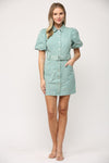 Aimee Button Front Washed Denim Dress