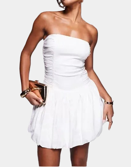 Lulu's Molly Puffed Hem Drop Waist Mini Dress