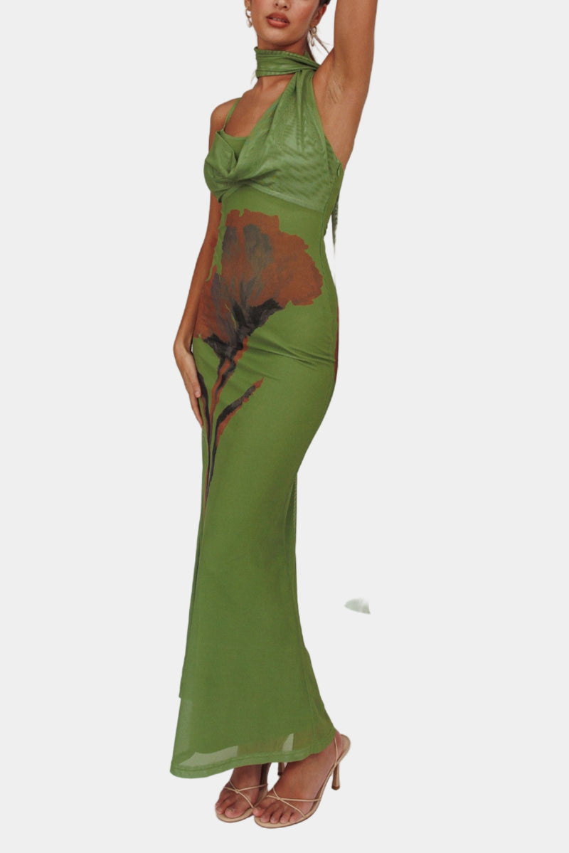 Layla Scarfed Floral Maxi Dress