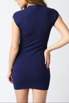 Penny Mock Neck Knit Mini Dress in Navy Blue