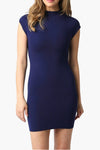 Penny Mock Neck Knit Mini Dress in Navy Blue