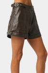 Tessa Faux Leather Shorts in Coffee Bean