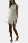Moxie Bow Detail Tweed Mini Dress