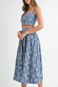 Marina Floral Printed Top & Midi Skirt Set
