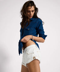 One Teaspoon Bandits Low Waist Denim Shorts in White Beauty