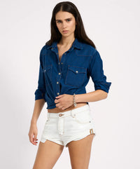 One Teaspoon Bandits Low Waist Denim Shorts in White Beauty