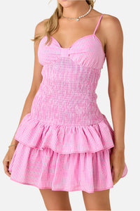 Brooks Gingham Smocked Mini Dress