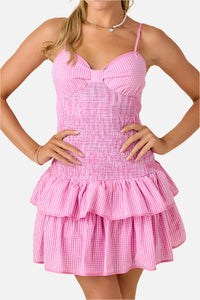 Brooks Gingham Smocked Mini Dress