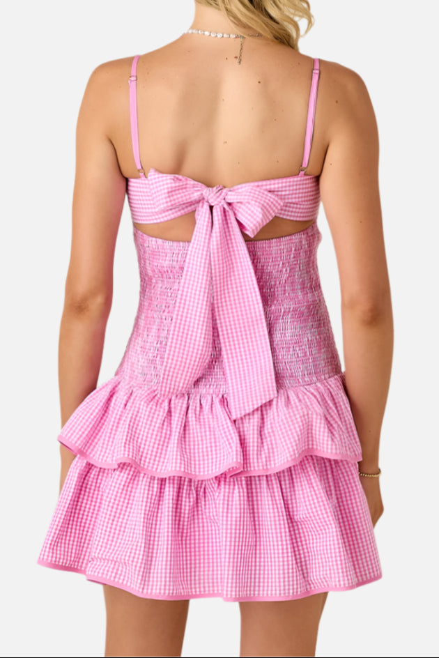 Brooks Gingham Smocked Mini Dress