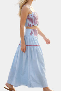 Posie Contrast Stitch Top & Midi Skirt Set
