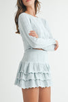 Chrissy Bow Knit Cardigan and Mini Skirt Set