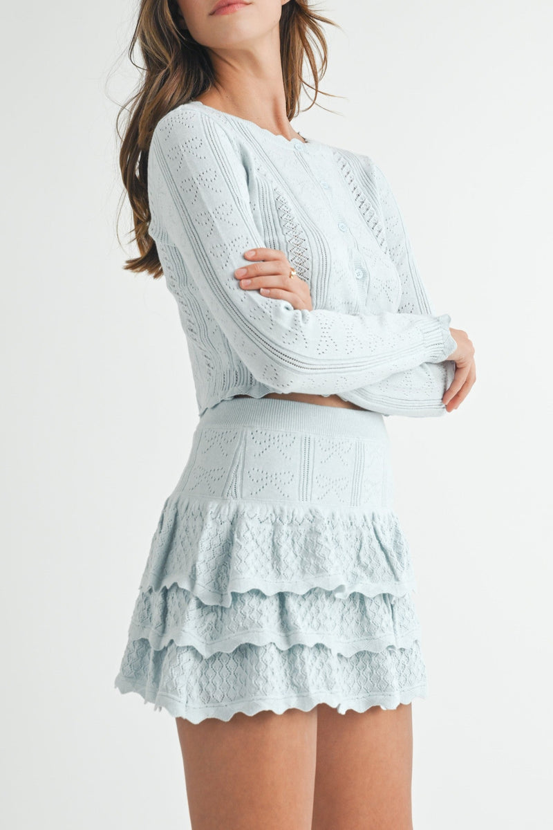 Chrissy Bow Knit Cardigan and Mini Skirt Set
