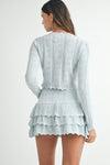 Chrissy Bow Knit Cardigan and Mini Skirt Set