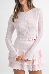 Chrissy Bow Knit Cardigan and Mini Skirt Set