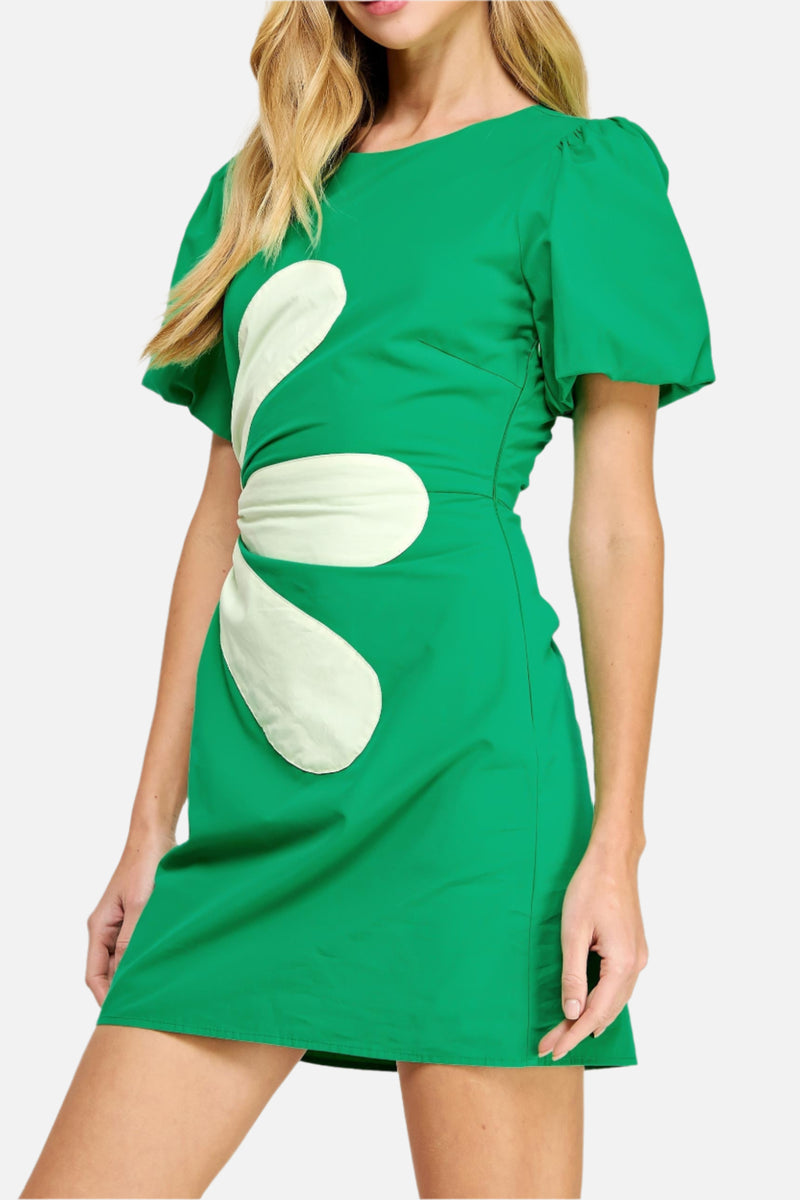 Sunny Flower Detail Mini Dress
