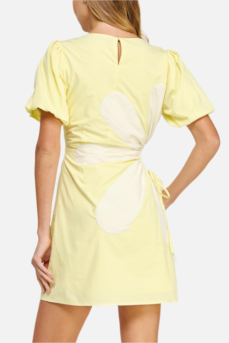 Sunny Flower Detail Mini Dress