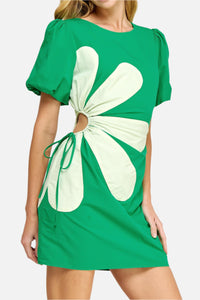 Sunny Flower Detail Mini Dress