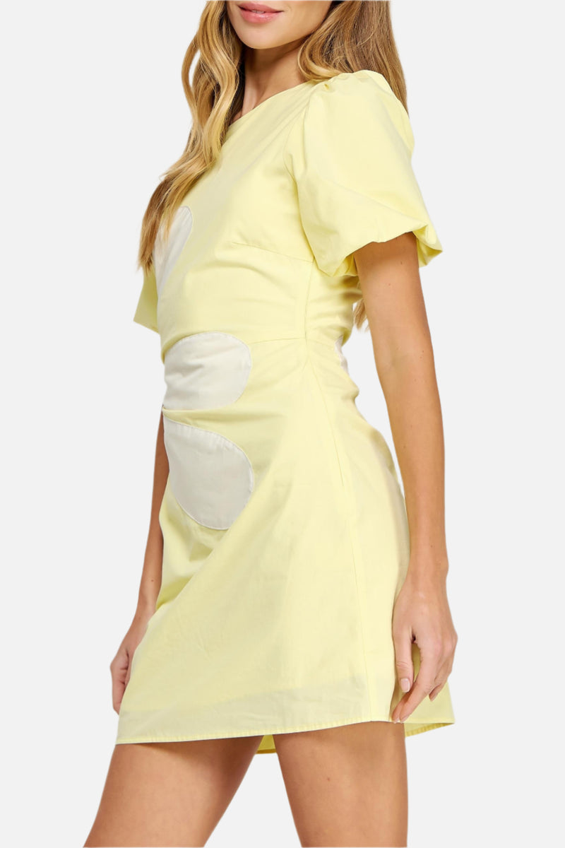 Sunny Flower Detail Mini Dress