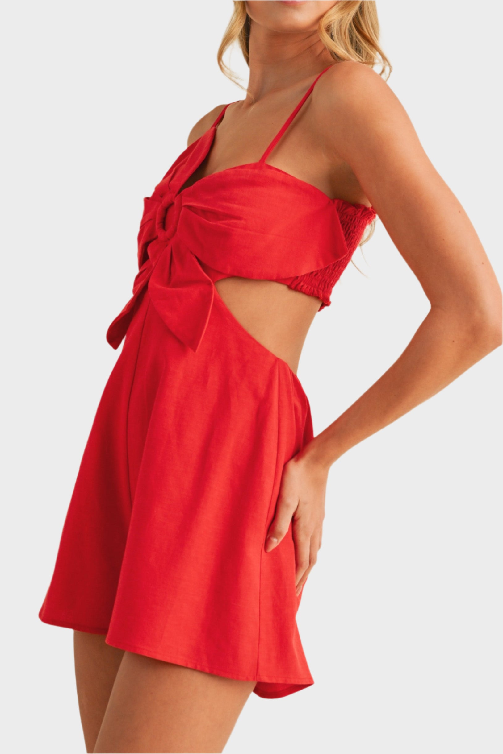 Maura Linen Flower Cutout Romper