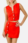 Jayce Wavy Cut Out Skirt Vest & Skirt Set