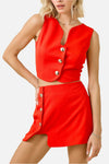 Jayce Wavy Cut Out Skirt Vest & Skirt Set