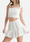 Barton Lace Top & Tiered Mini Skirt Set