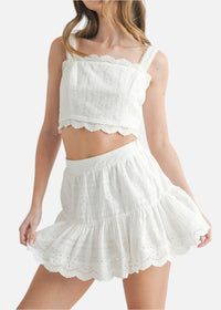 Barton Lace Top & Tiered Mini Skirt Set