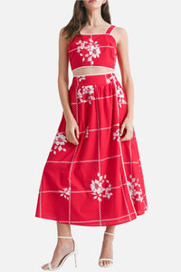 Rosy Printed Tube Top & Midi Skirt Set