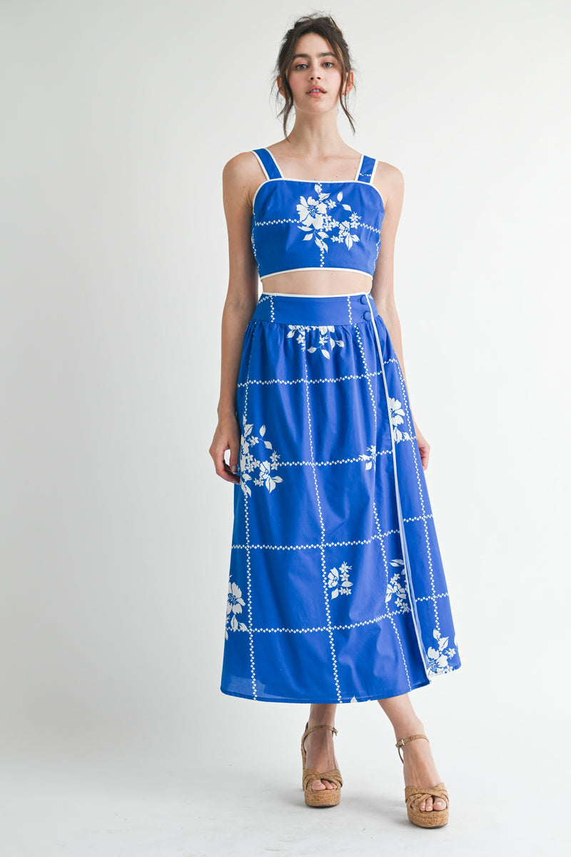 Rosy Printed Tube Top & Midi Skirt Set